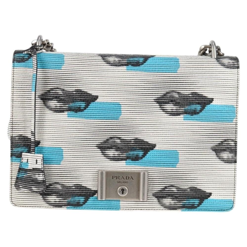 Prada Leather Chain Shoulder Bag Blue